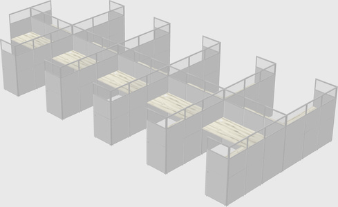 Shared l-shaped cubicle