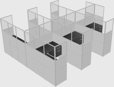 Shared l-shaped cubicle