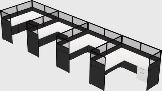 Shared l-shaped cubicle