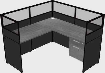 Shared l-shaped cubicle
