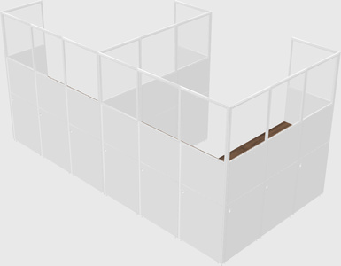 Shared l-shaped cubicle