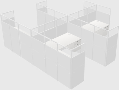 Shared l-shaped cubicle