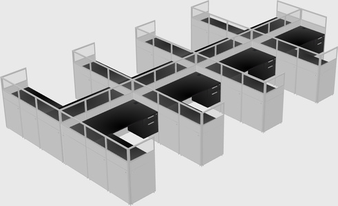 Shared l-shaped cubicle