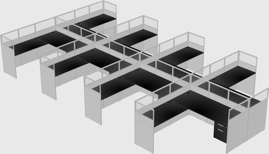 Shared l-shaped cubicle