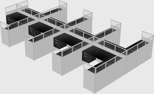 Shared l-shaped cubicle