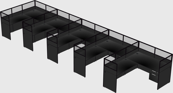Shared l-shaped cubicle