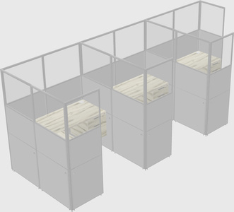 Shared l-shaped cubicle