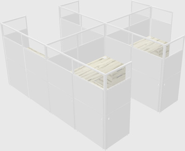 Shared l-shaped cubicle