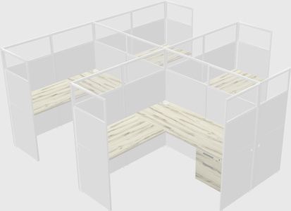 Shared l-shaped cubicle