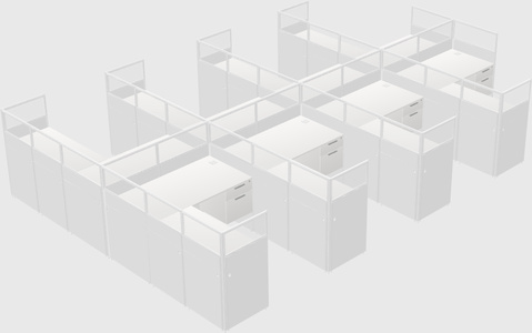 Shared l-shaped cubicle