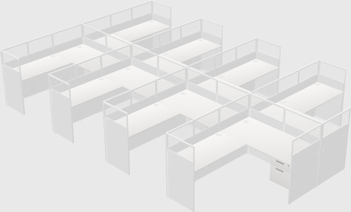 Shared l-shaped cubicle