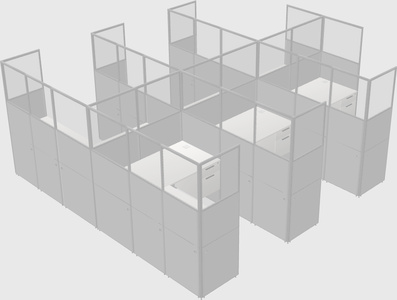 Shared l-shaped cubicle