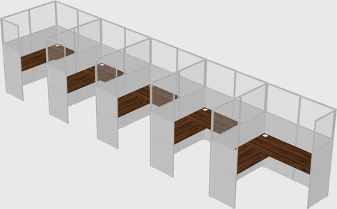 Shared l-shaped cubicle