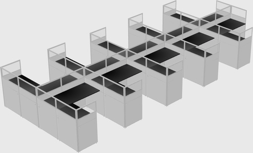 Shared l-shaped cubicle