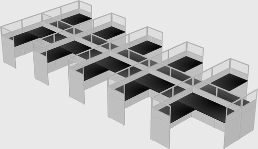 Shared l-shaped cubicle
