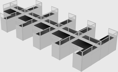 Shared l-shaped cubicle