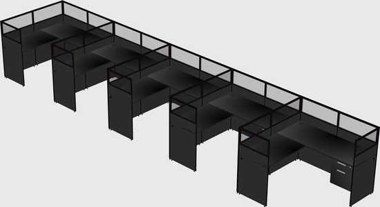 Shared l-shaped cubicle