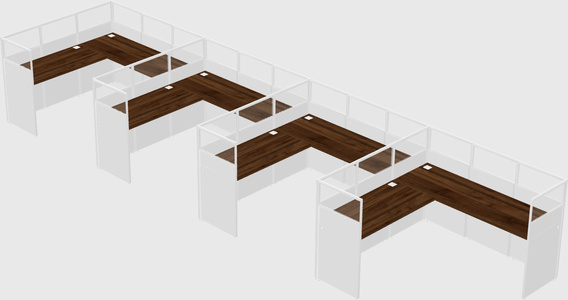Shared l-shaped cubicle
