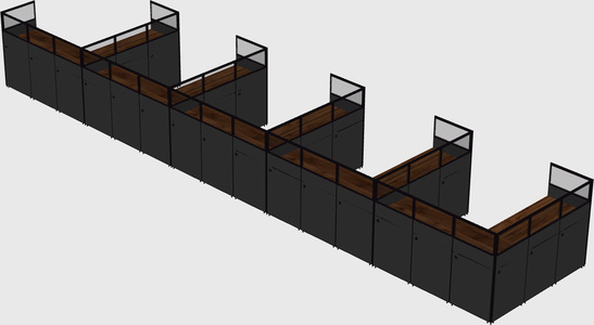 Shared l-shaped cubicle
