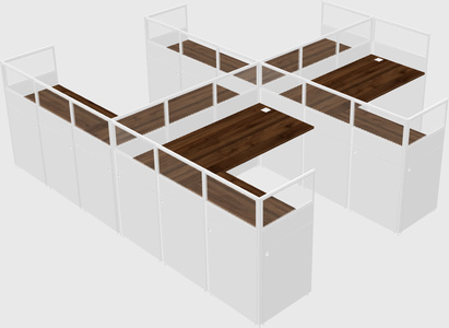 Shared l-shaped cubicle