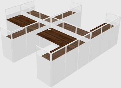 Shared l-shaped cubicle