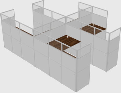 Shared l-shaped cubicle