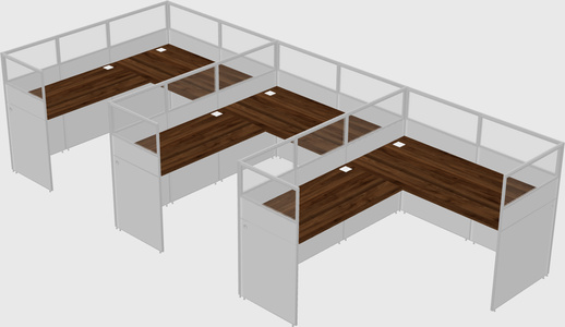 Shared l-shaped cubicle