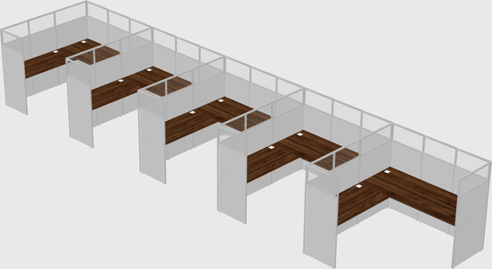 Shared l-shaped cubicle