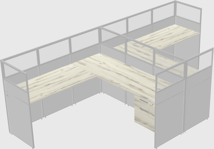 Shared l-shaped cubicle