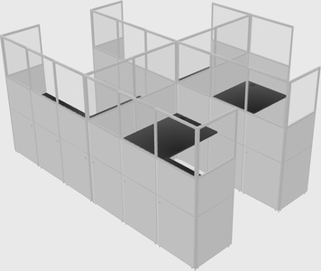 Shared l-shaped cubicle