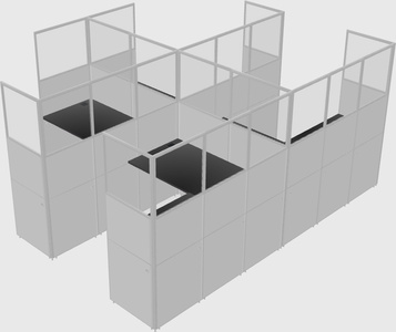Shared l-shaped cubicle
