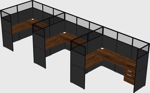 Shared l-shaped cubicle