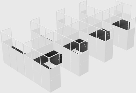 Shared l-shaped cubicle