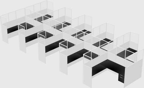 Shared l-shaped cubicle