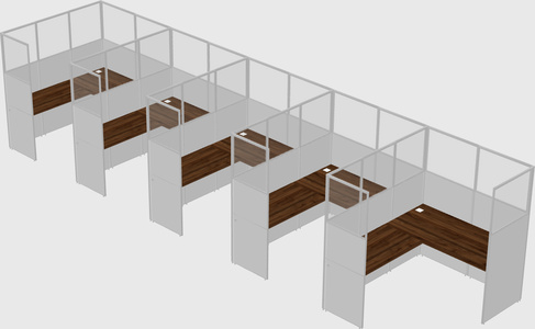 Shared l-shaped cubicle