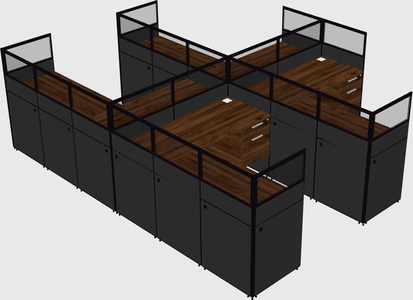 Shared l-shaped cubicle