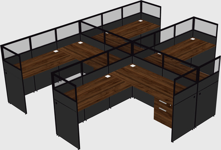 Shared l-shaped cubicle