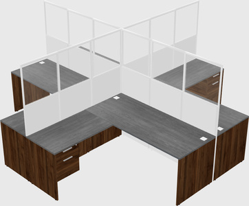 Shared l-shaped cubicles