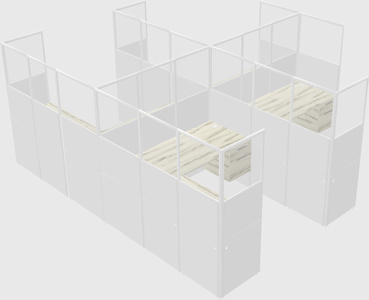 Shared l-shaped cubicle