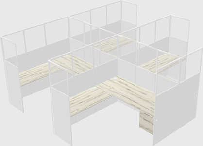 Shared l-shaped cubicle