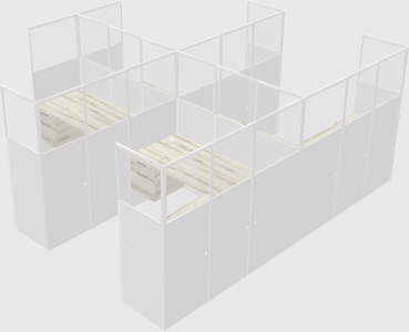 Shared l-shaped cubicle