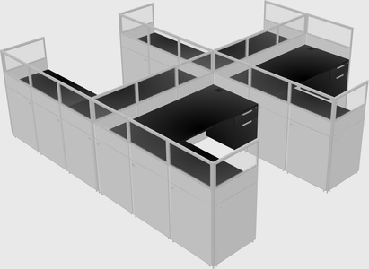 Shared l-shaped cubicle