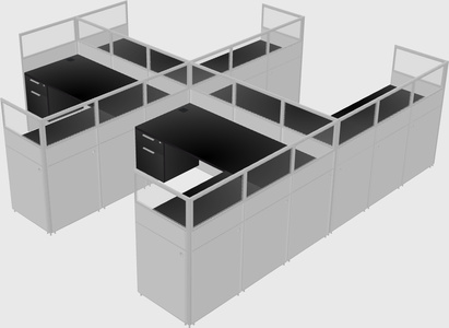 Shared l-shaped cubicle