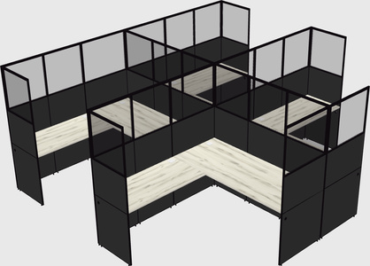 Shared l-shaped cubicle
