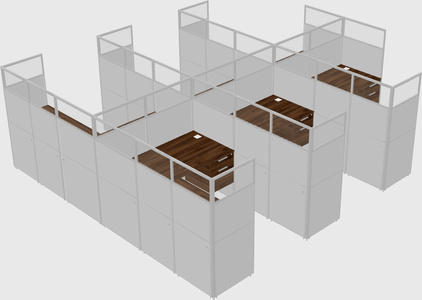Shared l-shaped cubicle