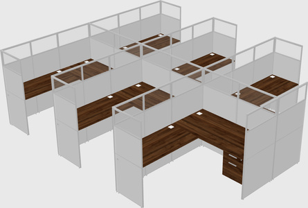 Shared l-shaped cubicle