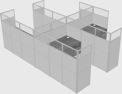 Shared l-shaped cubicle