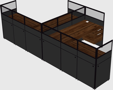 Shared l-shaped cubicle