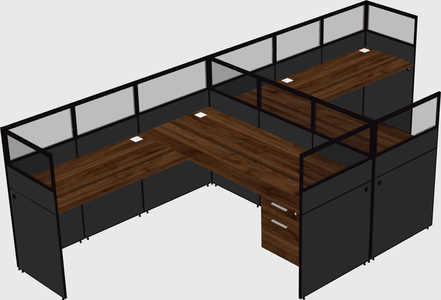 Shared l-shaped cubicle