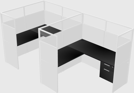 Shared l-shaped cubicle